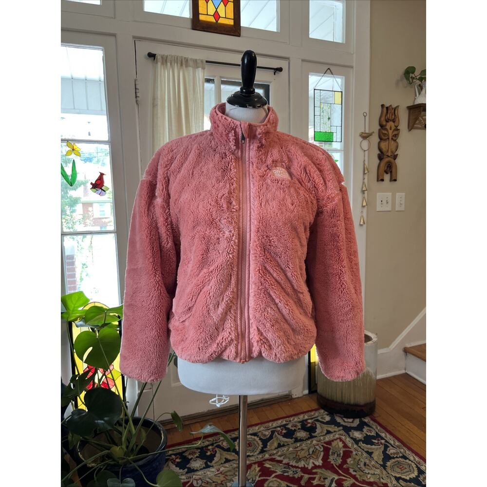 The North Face Jacket Girls L 12 Reversible Coral Pink Fuzzy Teddy Coat Warm